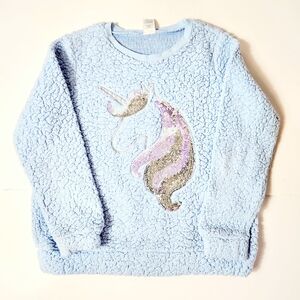 Arizona Brand Girl's Blue unicorn sweater size: 10/12 M